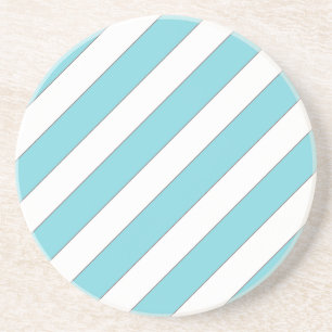diagonal stripes light blue coaster