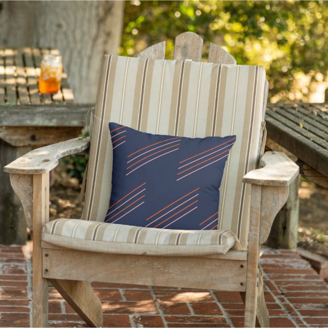 Diagonal Stripes Navy Trendy Cushion (Chair)