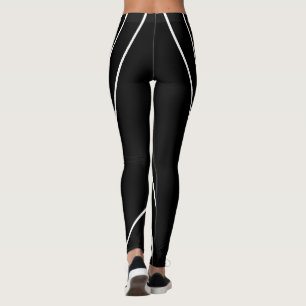 Diagonal Stripes On Black and White Leggings