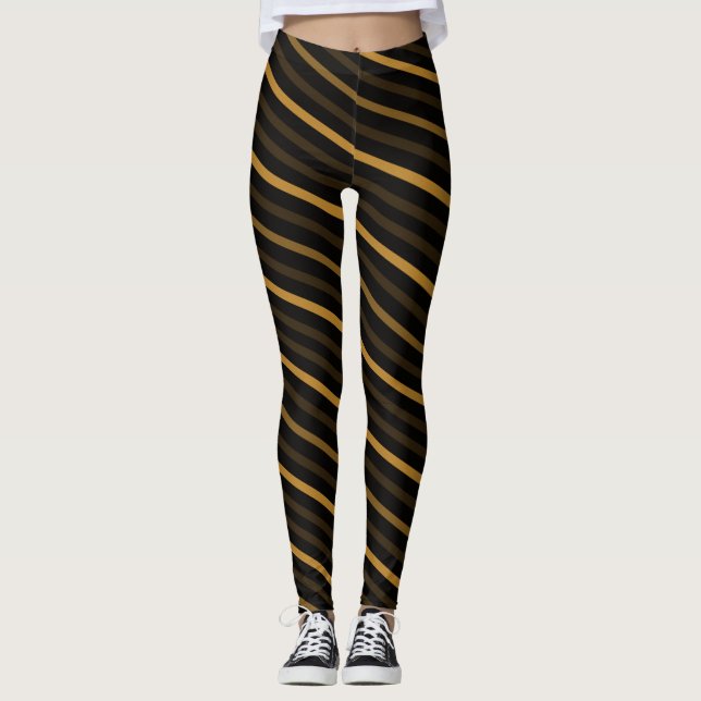 Diagonal Stripes - Orange Leggings (Front)