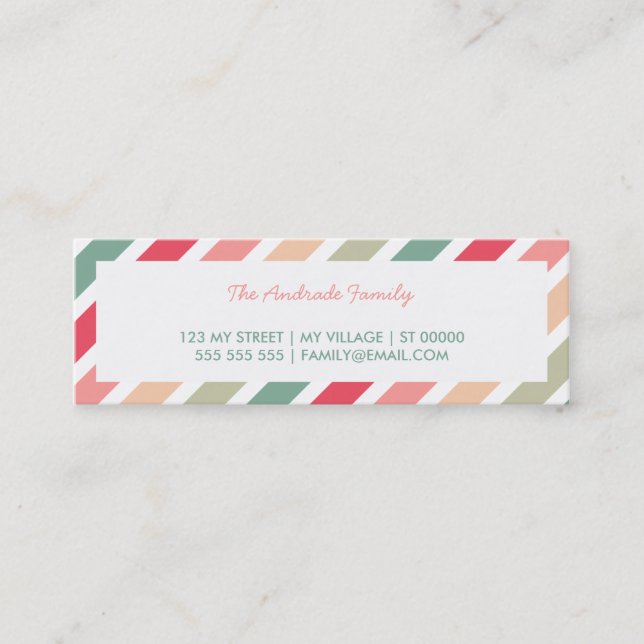 Diagonal Stripes Personalised Family Calling Cards (Front)