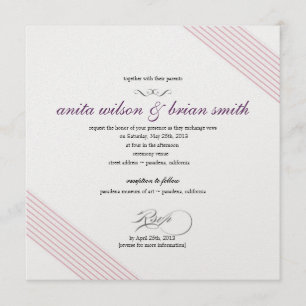 Diagonal Stripes Wedding Invitation Modern