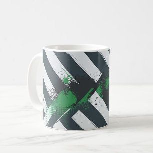 Diagonal Stripes with Green Paint Splashes Coffee Mug