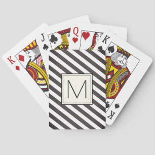 Diagonal stripes with monogram square playing cards