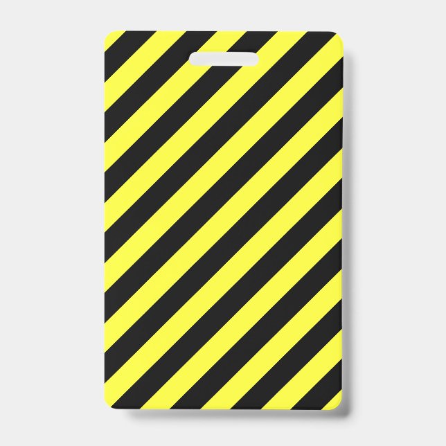Diagonal Stripes Yellow and Black ID Badge (Front)