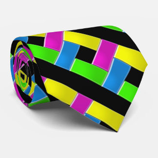diagonal structure yellow blue magenta green black tie