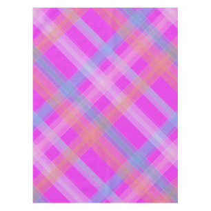 diagonal tartan plaid in shocking pink tablecloth