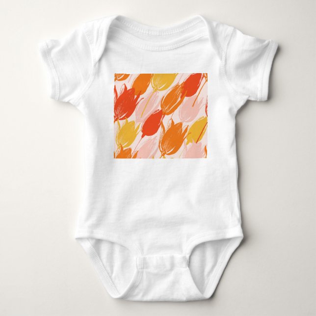 Diagonal Tulips: Light Colour Design. Baby Bodysuit (Front)