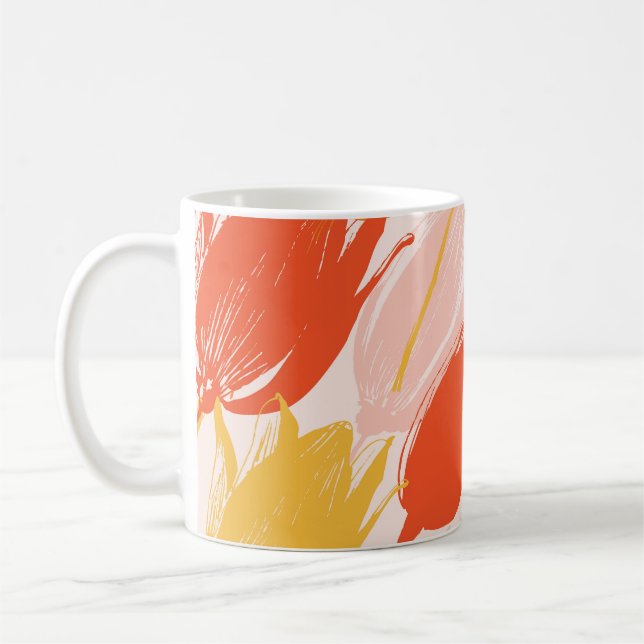 Diagonal Tulips: Light Colour Design. Coffee Mug (Left)