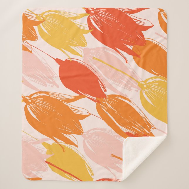 Diagonal Tulips: Light Colour Design. Sherpa Blanket (Front)