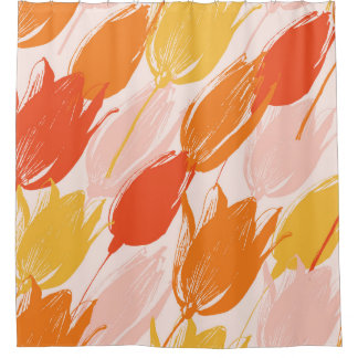 Diagonal Tulips: Light Colour Design. Shower Curtain