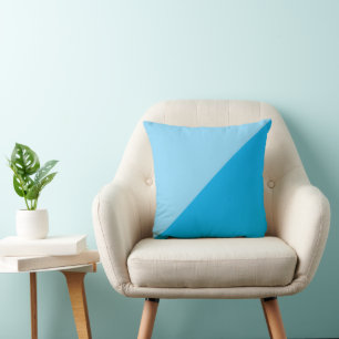 Diagonal Two Tone Baby Blue Azure Colour Block Cushion