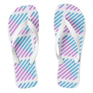 Diagonal Two Toned Stripes Purple Blue FlipFlops