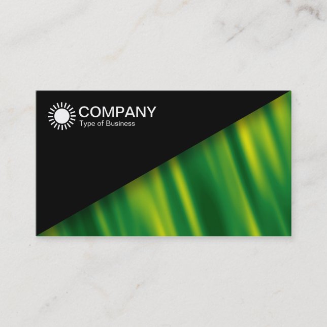Diagonal V2 - Black - Green Wave Abstact Business Card (Front)