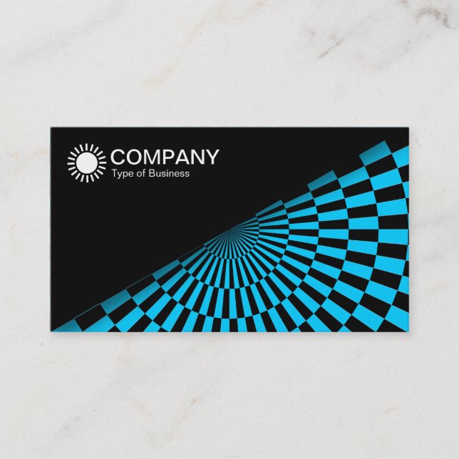 Diagonal V2 - Black - Op Art Blue Business Card (Front)