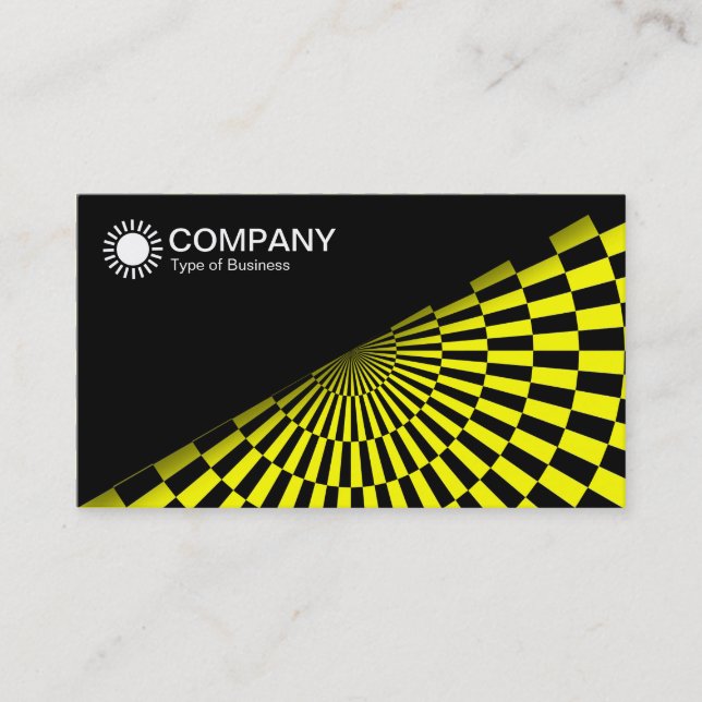 Diagonal V2 - Black - Op Art Yellow Business Card (Front)