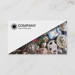 Diagonal V2 - White - Bling Business Card