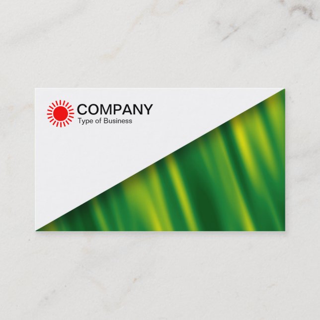 Diagonal V2 - White - Green Wave Abstact Business Card (Front)