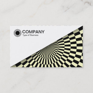 Diagonal V2 - White - Op Art Black and Pale Yellow Business Card