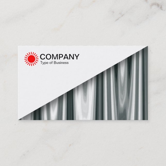 Diagonal V2 - White - Silver Curtains Abstract Business Card (Front)