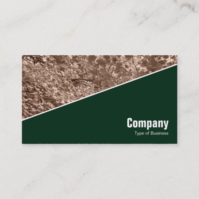 Diagonal V3 - Dark Green - Sepia Leaves Business Card (Front)