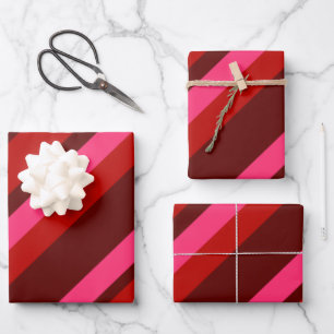 Diagonal Valentine Stripes Wrapping Paper Sheet