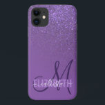 Diagonal Violet Purple Glitter Gradient Monogram iPhone 11 Case<br><div class="desc">This elegant and girly design is perfect for the classy and stylish woman. It features a faux printed sparkly violet purple glitter diagonal gradient ombre on top of a violet purple background. It's a unique take on the glitter gradient trend that's currently very popular. It's a pretty, glamourous, modern, and...</div>