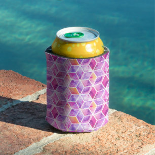 Diagonal Watercolor Colourful Can Cooler
