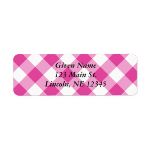 Diagonal White and Pink Gingham