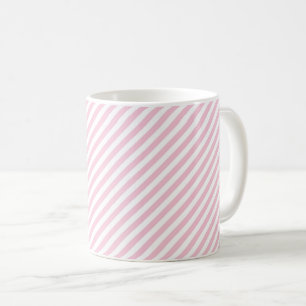 Diagonal white and pink stripes pattern coffee mug