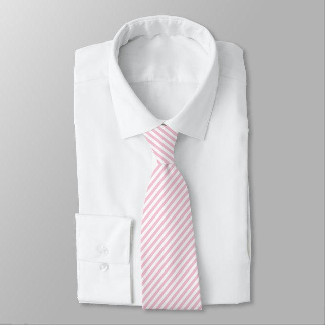 Diagonal white and pink stripes pattern tie (Tied)