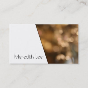 Diagonal White Over Warm Gold Bokeh Photo Business Card