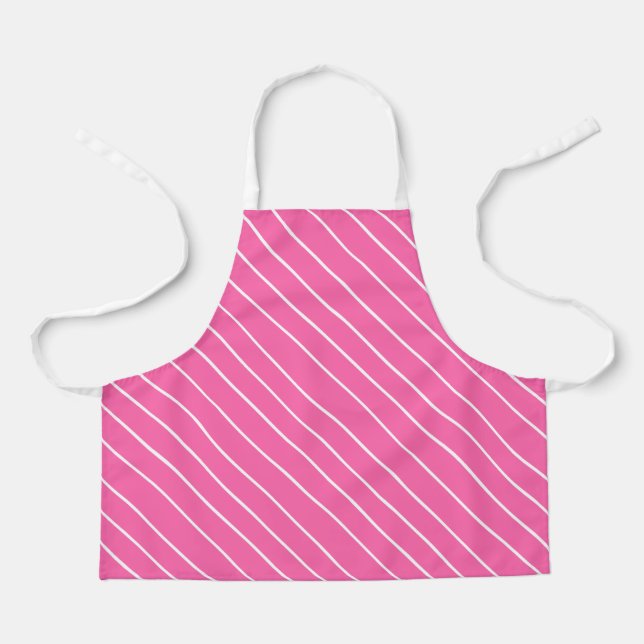 Diagonal White Stripe on Custom Colour Pink Apron (Front)