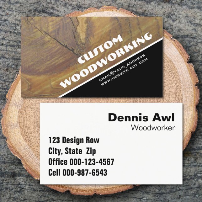 Diagonal Wood Photo Carpentry Professional Business Card (Creator Uploaded)