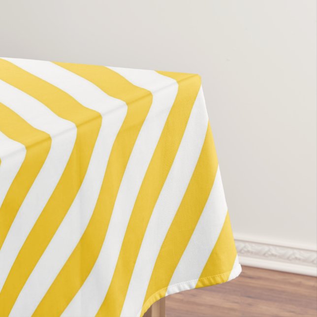 Diagonal yellow and white stripes pattern  tablecloth (In Situ)
