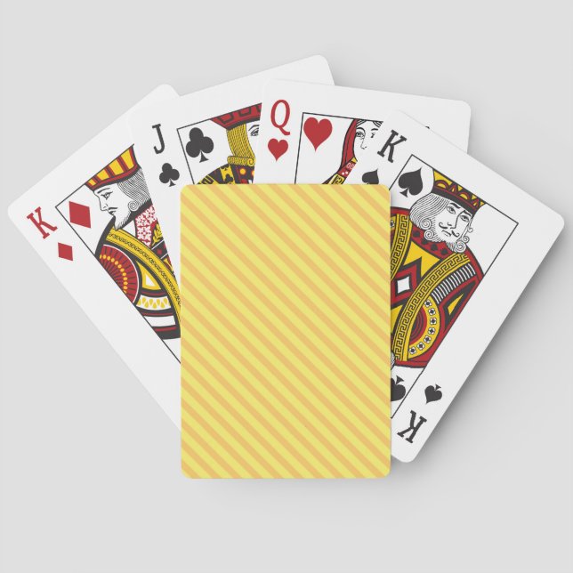 Diagonal yellow orange Stripes Playing Cards (Back)