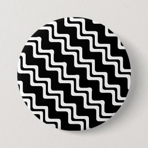 Diagonal Zig Zag Dual Coloured Line Pattern 7.5 Cm Round Badge