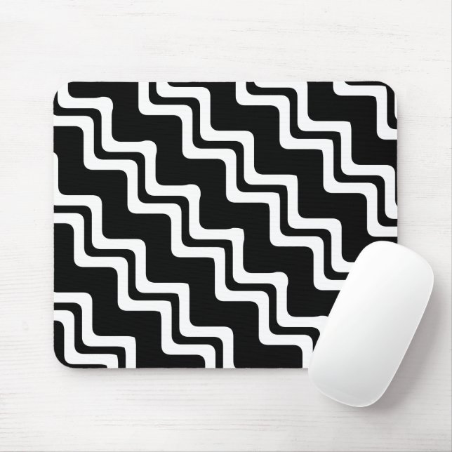 Diagonal Zig Zag Dual Coloured Line Pattern Mouse Mat (With Mouse)