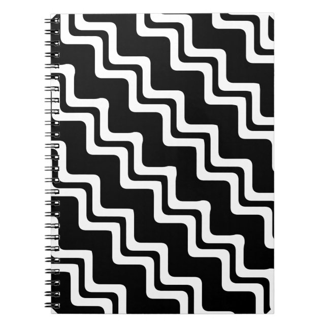 Diagonal Zig Zag Dual Coloured Line Pattern Notebook (Front)