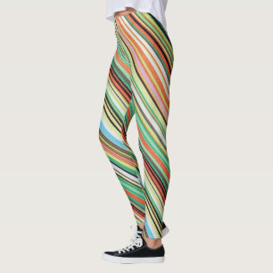 Diagonally Striped Multi-Coloured Leggings