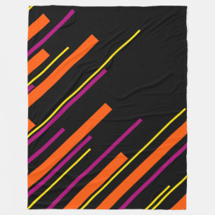 Diagonals - Black, Pink, Orange and Yellow Fleece Blanket
