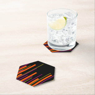 Diagonals - Black, Pink, Orange and Yellow Paper Coaster