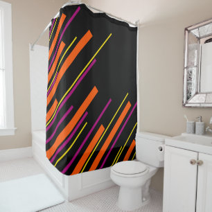 Diagonals - Black, Pink, Orange and Yellow Shower Curtain