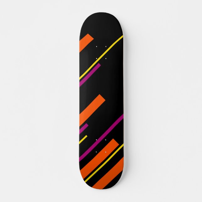 Diagonals - Black, Pink, Orange and Yellow Skateboard (Front)