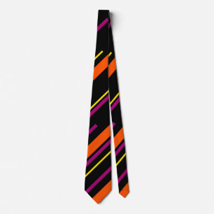 Diagonals - Black, Pink, Orange and Yellow Tie