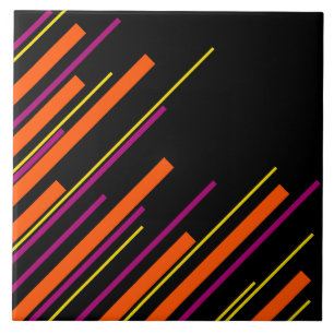 Diagonals - Black, Pink, Orange and Yellow Tile