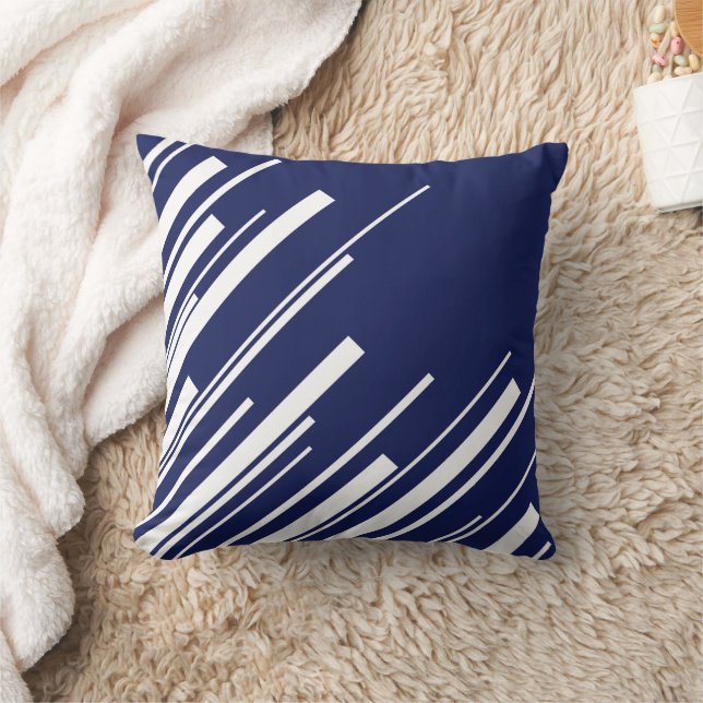 Diagonals - Blue and White Cushion (Blanket)