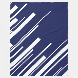 Diagonals - Blue and White Fleece Blanket
