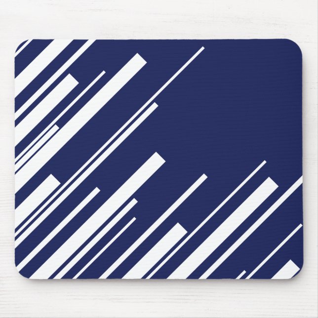 Diagonals - Blue and White Mouse Mat (Front)