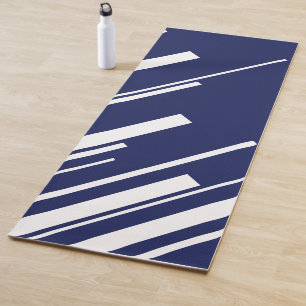 Diagonals - Blue and White Yoga Mat